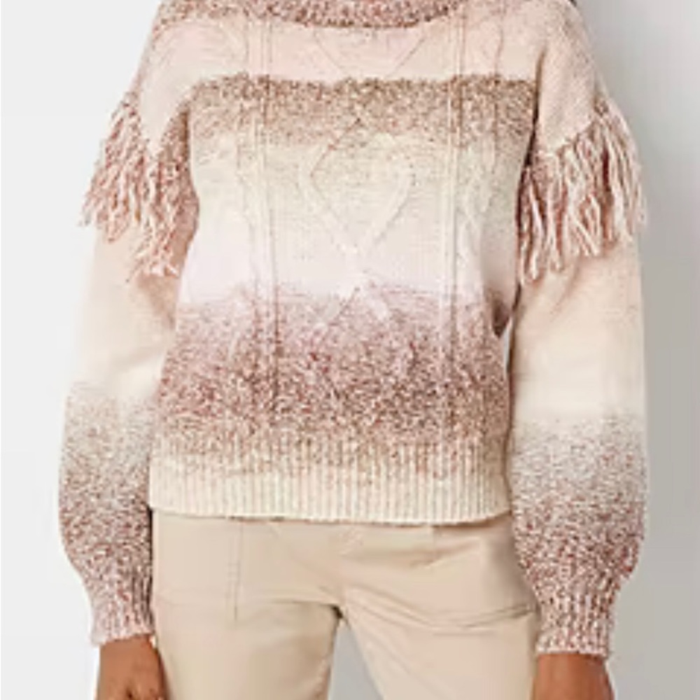 Frye Sweater Fringe Dusty Pink